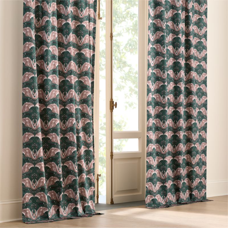 Viewing product image Entwined Elephants Green Curtain Panel 84" - The White Lotus - image 1 of 7