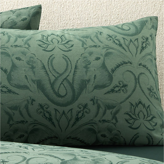 Entwined Elephants Green Standard Shams Set of 2 - The White Lotus