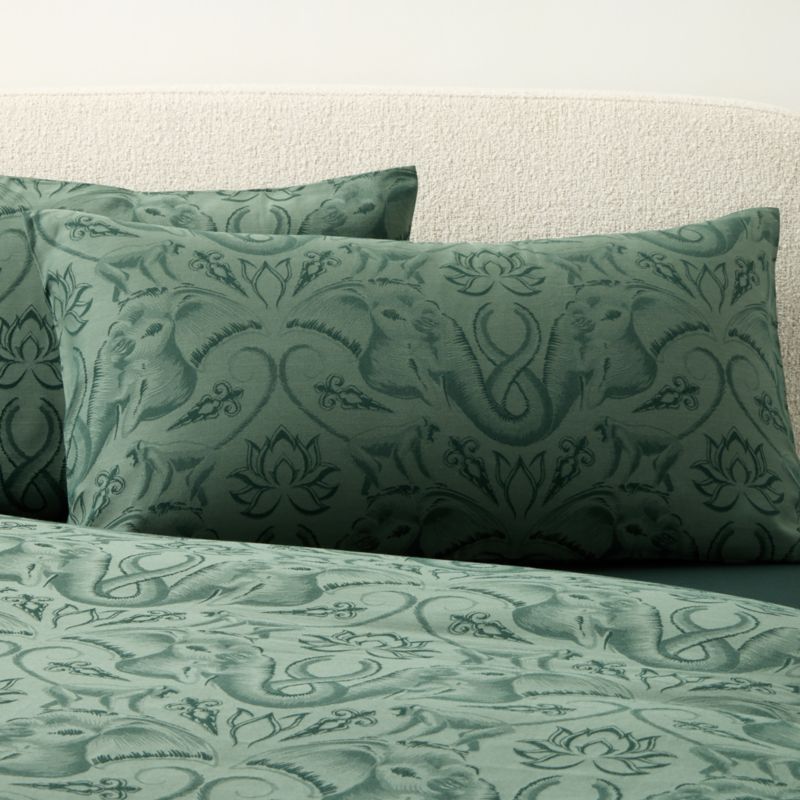 Entwined Elephants Green King Shams Set of 2 - The White Lotus - image 0 of 5