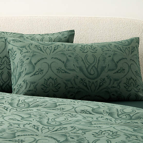 Entwined Elephants Green King Shams Set of 2 - The White Lotus