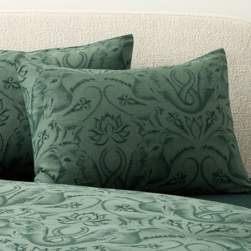 Entwined Elephants Green Standard Shams Set of 2 - The White Lotus - image 0 of 5