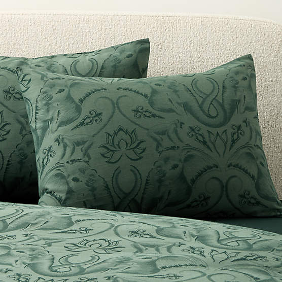 Entwined Elephants Green Standard Shams Set of 2 - The White Lotus