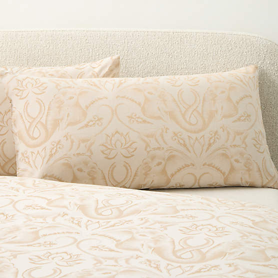 Entwined Elephants Natural King Shams Set of 2 - The White Lotus