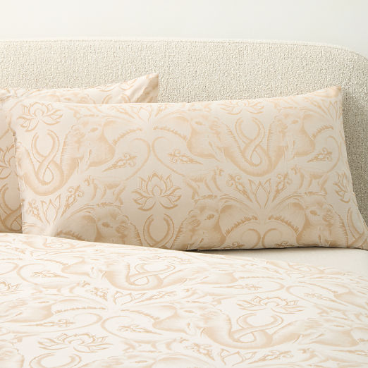 Entwined Elephants Natural King Shams Set of 2 - The White Lotus