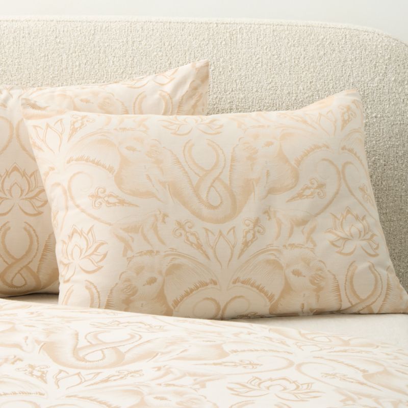 Viewing product image Entwined Elephants Natural Standard Shams Set of 2 - The White Lotus - image 1 of 5