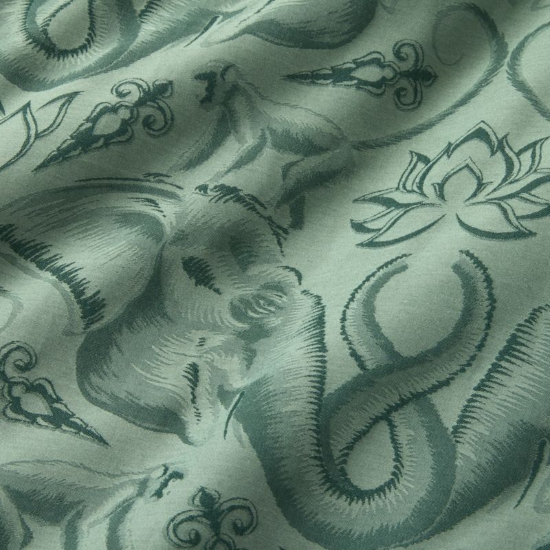 Entwined Elephants Green Standard Shams Set of 2 - The White Lotus - image 4 of 5