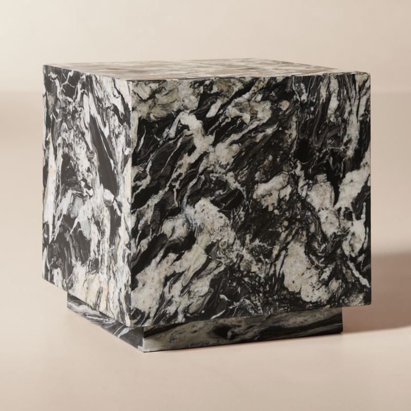 Enyo 18" Black Marble Side Table - image 2 of 6