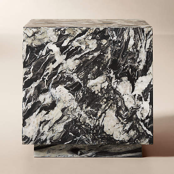 Enyo 18" Black Marble Side Table