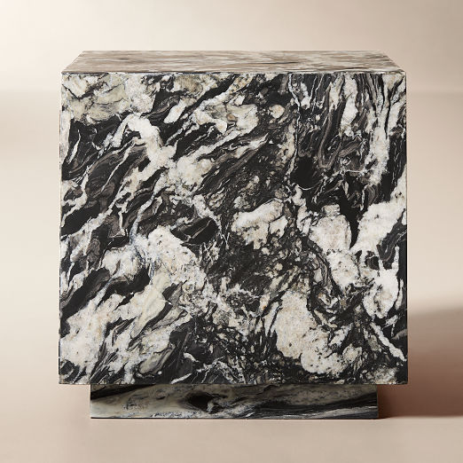 Enyo 18" Black Marble Side Table