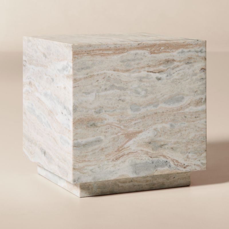 Enyo 18" Torrento Grey Marble Side Table - image 2 of 5