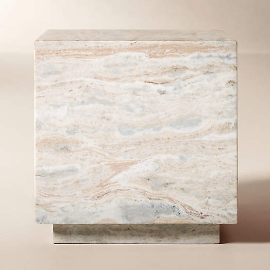 Enyo 18" Torrento Grey Marble Side Table
