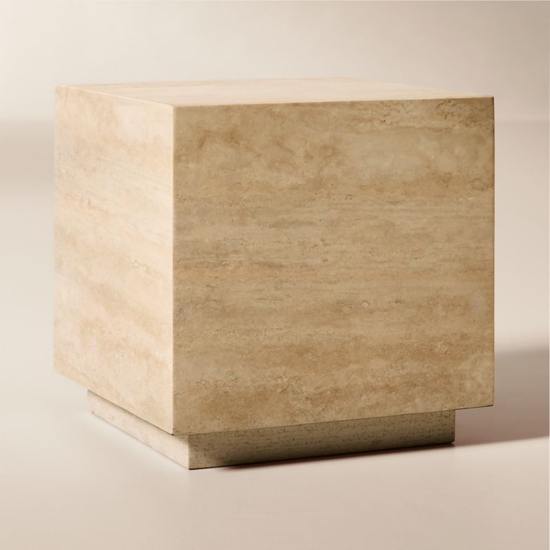Enyo 18" Travertine Side Table - image 2 of 5