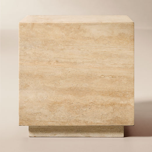 Enyo 18" Travertine Side Table
