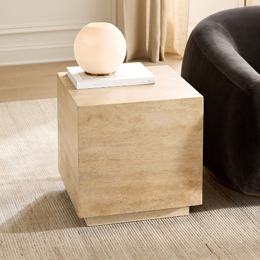 Enyo 18" Travertine Side Table