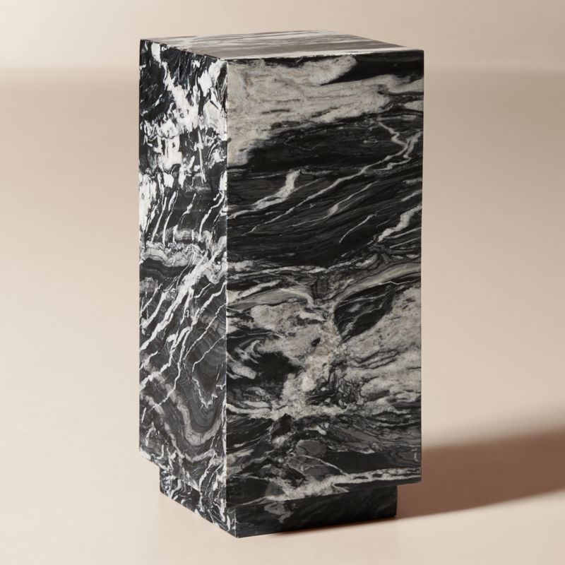 Enyo 26" Black Marble Pedestal Side Table - image 2 of 6