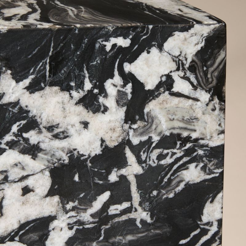 Enyo 26" Black Marble Pedestal Side Table - image 3 of 6