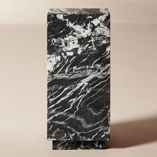 Enyo 26" Black Marble Pedestal Side Table
