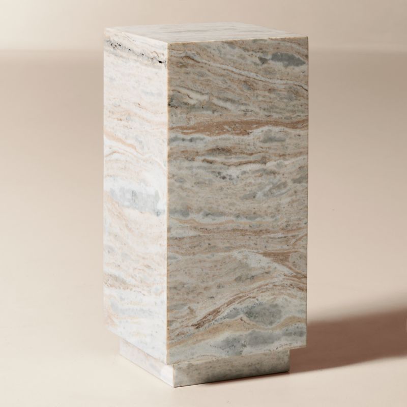 Enyo 26" Torrento Grey Marble Pedestal Side Table - image 2 of 6