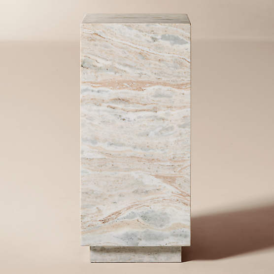 Enyo 26" Torrento Grey Marble Pedestal Side Table