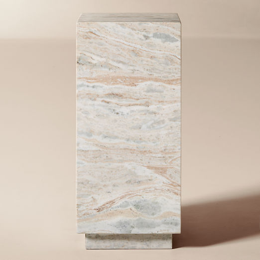Enyo 26" Torrento Grey Marble Pedestal Side Table