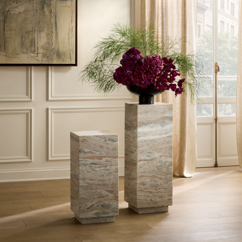 Enyo 26" Torrento Grey Marble Pedestal Side Table - image 5 of 6