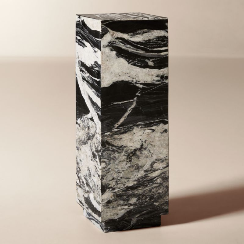Enyo 34" Black Marble Pedestal Side Table - image 2 of 6