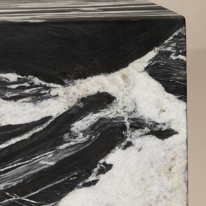 Enyo 34" Black Marble Pedestal Side Table - image 3 of 6