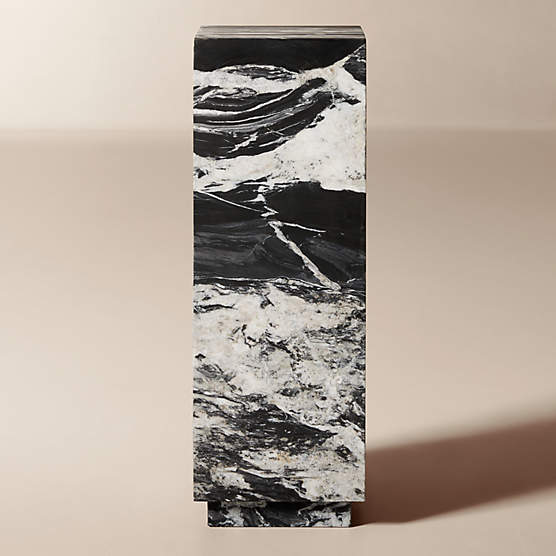 Enyo 34" Black Marble Pedestal Side Table