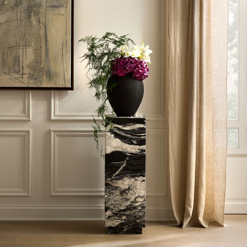 Enyo 26" Black Marble Pedestal Side Table - image 1 of 6