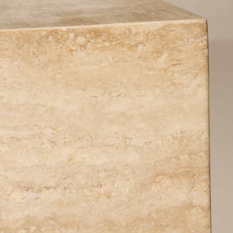 Enyo 34" Travertine Pedestal Side Table - image 3 of 5