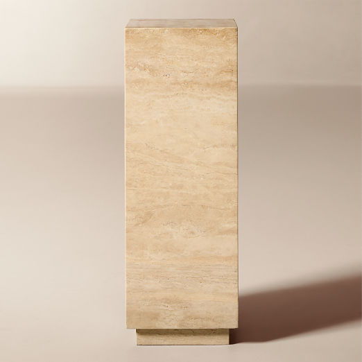 Enyo Travertine Pedestal Side Table (26"- 34")