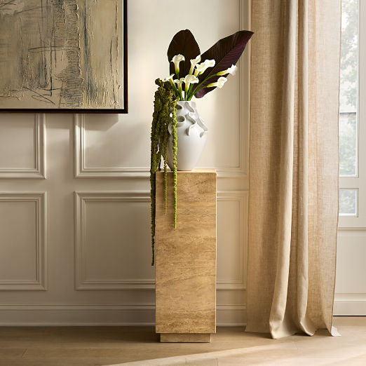 Enyo 2-Piece Travertine Pedestal Table Set