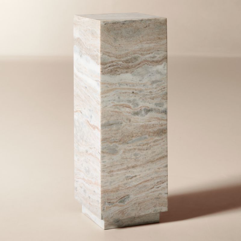 Enyo 2-Piece Torrento Grey Marble Pedestal Table Set - image 2 of 6