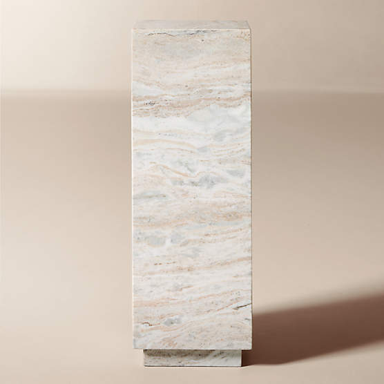 Enyo 34" Torrento Grey Marble Pedestal Side Table