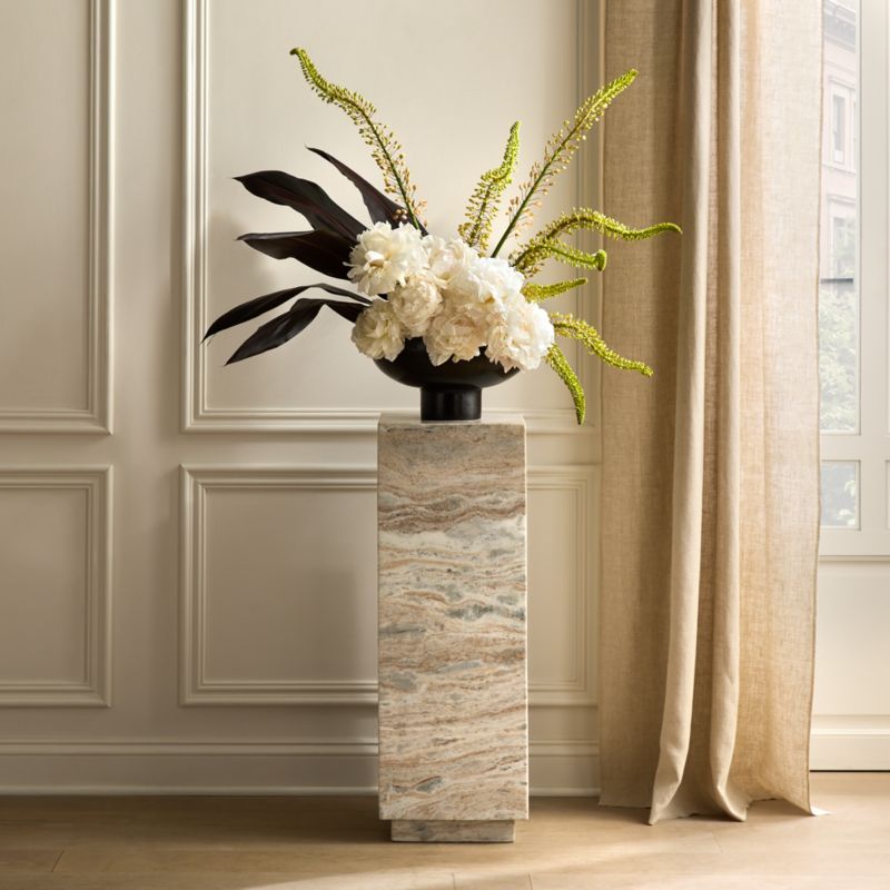 Enyo 26" Torrento Grey Marble Pedestal Side Table - image 1 of 6