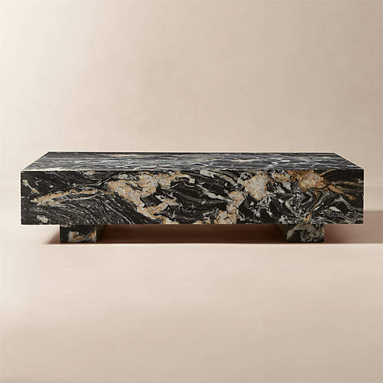 Enyo 55" Rectangular Black Marble Coffee Table