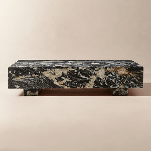 Enyo 55" Rectangular Black Marble Coffee Table