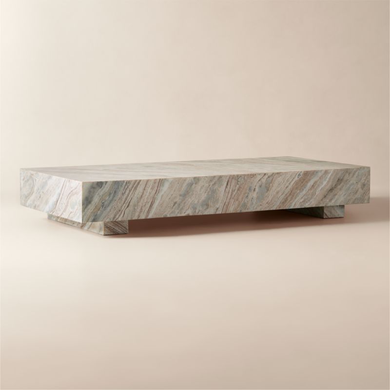 Enyo 76" Rectangular Torrento Grey Marble Coffee Table - image 3 of 11