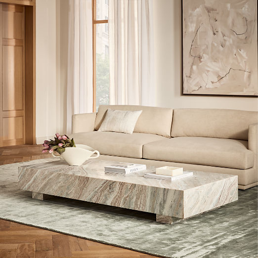 Enyo Rectangular Torrento Grey Marble Coffee Table (55" - 76")
