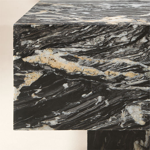 Enyo Rectangular Black Marble Coffee Table (55"- 76")