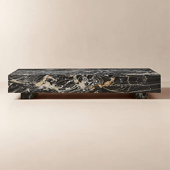 Enyo 76" Rectangular Black Marble Coffee Table