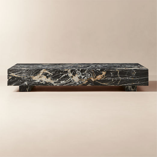 Enyo Rectangular Black Marble Coffee Table (55"- 76")