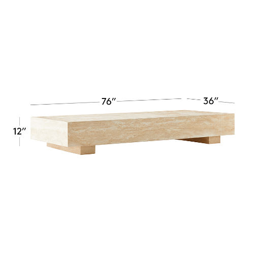 Enyo 76" Rectangular Travertine Coffee Table