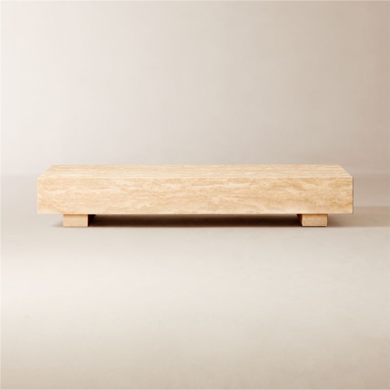 View Enyo 76" Rectangular Travertine Coffee Table details
