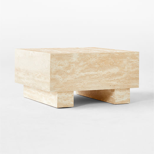 Enyo Square Travertine Side Table