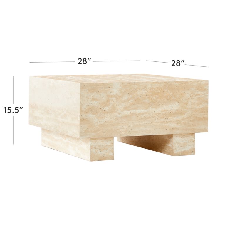 View Enyo Square Travertine Side Table - image 3 of 8