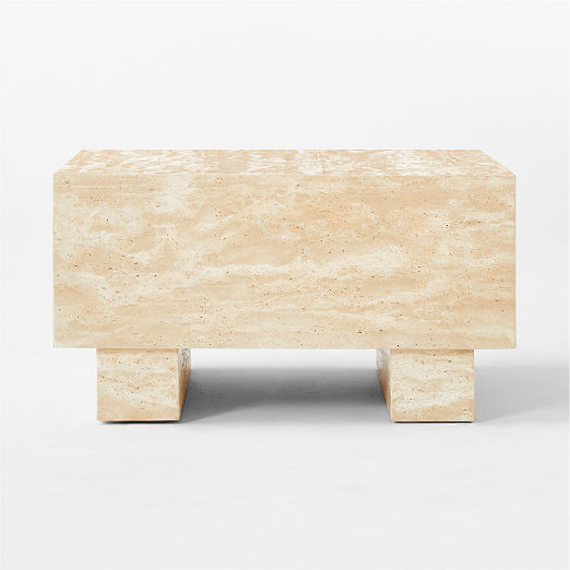 Enyo Square Travertine Side Table