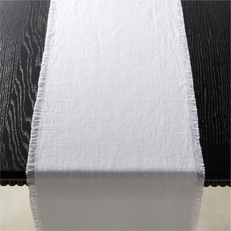 View Eria White Linen Table Runner 14"x120" details