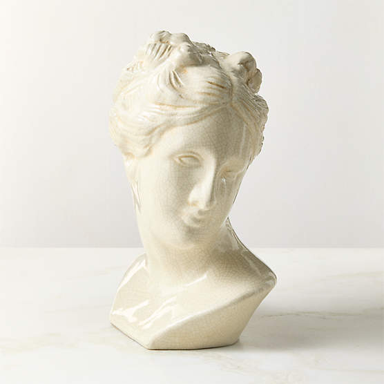 Eris White Bust Sculpture with Crackle Glaze