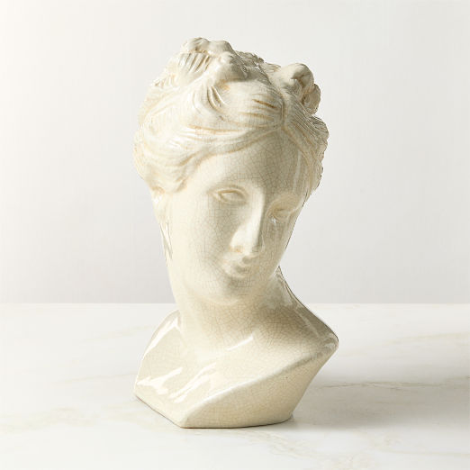 Eris White Bust Sculpture with Crackle Glaze